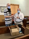 Bro. Marion Galbreath donates 40 face shields to our church.